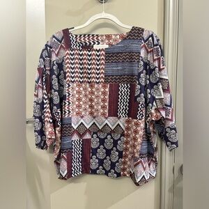 PureJill 100% Organic Cotton Blouse Top Sheer Medium